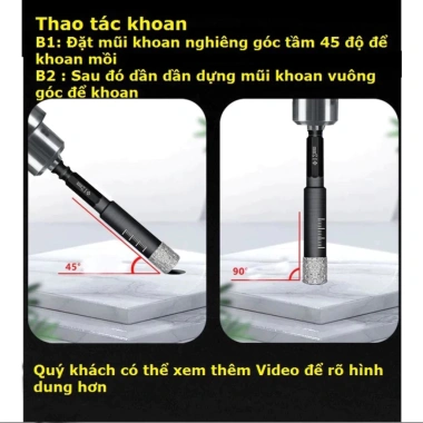 MONQIQI Bộ 4 mũi khoan kính phi 6 8 10 12 chuôi lục giác, phủ kim cương - khoan gạch, đá, thủy tinh 3