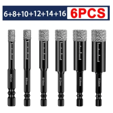 MONQIQI Bộ 4 mũi khoan kính phi 6 8 10 12 chuôi lục giác, phủ kim cương - khoan gạch, đá, thủy tinh 10