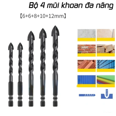 MONQIQI Bộ 5 mũi khoan đa năng lục giác 4 cạnh thép đen Nhật 6-12mm giá 120.000đ 6 MONQIQI Bộ 5 mũi khoan đa năng lục giác 4 cạnh thép đen Nhật 6-12mm giá 120.000đ 6