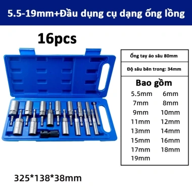 MONQIQI Bộ Đầu Chụp Bulong Sâu Lòng 16 Chi Tiết 80mm – Bền Đẹp, Hộp Đựng, Giá 60.000 VNĐ 9 MONQIQI Bộ Đầu Chụp Bulong Sâu Lòng 16 Chi Tiết 80mm – Bền Đẹp, Hộp Đựng, Giá 60.000 VNĐ 9