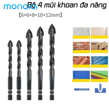 MONQIQI Bộ mũi khoan đa năng chân tam giác – Sắt, gạch, đá, giá tốt MONQIQI Bộ mũi khoan đa năng chân tam giác – Sắt, gạch, đá, giá tốt