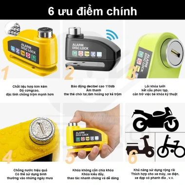 MONQIQI Khóa phanh đĩa báo động xe máy khóa đĩa chống trộm, giá chỉ 140.000 VND 4 MONQIQI Khóa phanh đĩa báo động xe máy khóa đĩa chống trộm, giá chỉ 140.000 VND 4