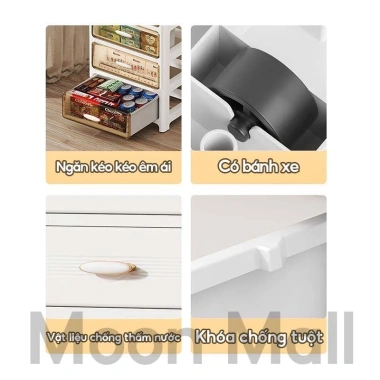 Moon Tủ Đựng Đồ Đa Năng Bánh Xe, Ngăn Kéo Nhựa Cao Cấp, Kệ Quần Áo Trẻ Em Nhiều Tầng - Giá Ưu Đãi 239k