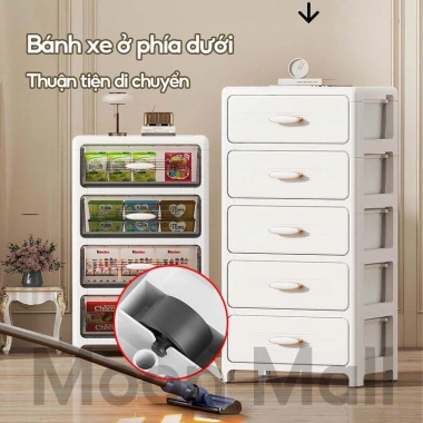 Moon Tủ Đựng Đồ Đa Năng Bánh Xe, Ngăn Kéo Nhựa Cao Cấp, Kệ Quần Áo Trẻ Em Nhiều Tầng - Giá Ưu Đãi 239k