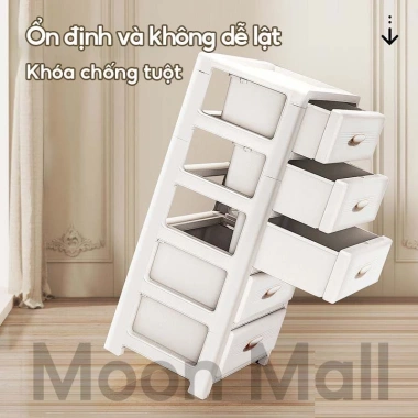 Moon Tủ Đựng Đồ Đa Năng Bánh Xe, Ngăn Kéo Nhựa Cao Cấp, Kệ Quần Áo Trẻ Em Nhiều Tầng - Giá Ưu Đãi 239k