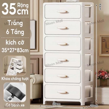 Moon Tủ Đựng Đồ Đa Năng Bánh Xe, Ngăn Kéo Nhựa Cao Cấp, Kệ Quần Áo Trẻ Em Nhiều Tầng - Giá Ưu Đãi 239k