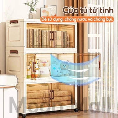 Moon Tủ Đựng Đồ Gấp Đa Năng 50-80cm Nhiều Tầng Nhựa Bánh Xe - Quần Áo Trẻ Em 379.000 VND