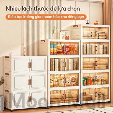 Moon Tủ Đựng Đồ Gấp Đa Năng 50-80cm Nhiều Tầng Nhựa Bánh Xe - Quần Áo Trẻ Em 379.000 VND