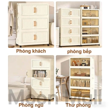 Moon Tủ Đựng Đồ Nếp Gấp Dung Tích Bánh Xe - Lưu Trữ Quần Áo, Bếp Nhựa Giá 199.000 9