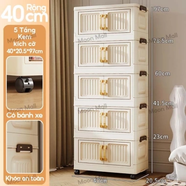 Moon Tủ Đựng Đồ Nếp Gấp Dung Tích Bánh Xe - Lưu Trữ Quần Áo, Bếp Nhựa Giá 199.000 10
