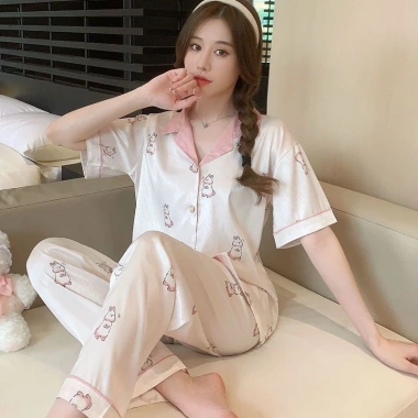 MOONIE Đồ ngủ pijama dài tay lụa xước cao cấp họa tiết cute - Giá chỉ 245.000₫ 5