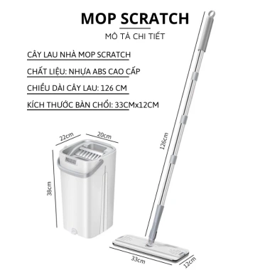 MOPScratch Cây lau nhà tự vắt thông minh 360 độ, chổi lau nhà, giảm giá 149k