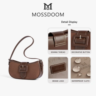 MOSSDOOM Delfa Bag - Túi Đeo Vai Da Lộn Phong Cách Pháp Cổ Điển, Giá 389.000 VNĐ 7