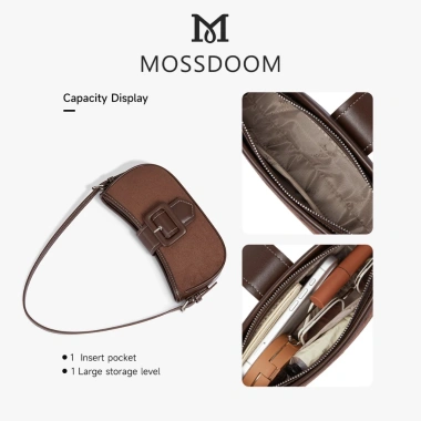 MOSSDOOM Delfa Bag - Túi Đeo Vai Da Lộn Phong Cách Pháp Cổ Điển, Giá 389.000 VNĐ 8