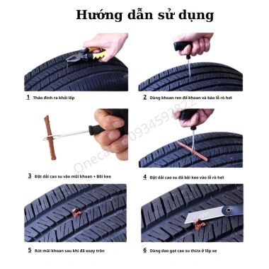 MotoPlex Bộ Dụng Cụ Vá Lốp Xe Máy Ô Tô 6 Chi Tiết Không Săm Dễ Dùng Tiện Lợi Giá 16.500₫