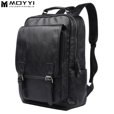 MOYYI Balo Laptop Chống Sốc Da 15.6 inch Sức Chứa Lớn, Khóa Kéo, Thời Trang Nam