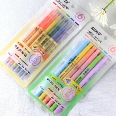 MP4.907 MP4.908 Bút nhớ highlight 2 đầu Baoke 6 màu pastel dạ quang - giá 46.900₫ 3