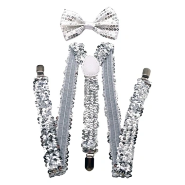 Mtt Nam Sequined Suspenders Bowtie Set - Đạo cụ biểu diễn sân khấu, giá chỉ 97.200 VND 3