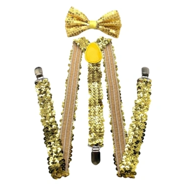 Mtt Nam Sequined Suspenders Bowtie Set - Đạo cụ biểu diễn sân khấu, giá chỉ 97.200 VND 5