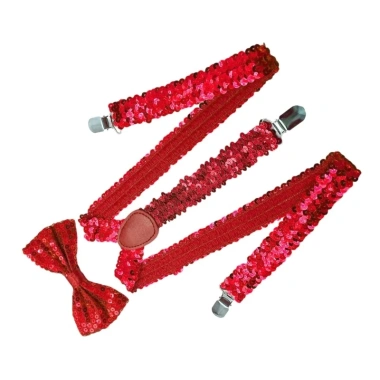 Mtt Nam Sequined Suspenders Bowtie Set - Đạo cụ biểu diễn sân khấu, giá chỉ 97.200 VND 6