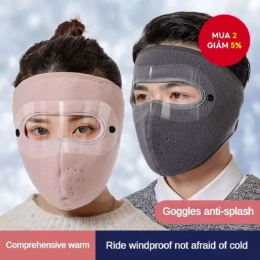 Mũ ấm che mặt mùa đông, kính chắn gió tháo rời, kháng gió bụi, khẩu trang trượt tuyết thoáng khí nam nữ đi cưỡi ngựa - giá 37.800₫