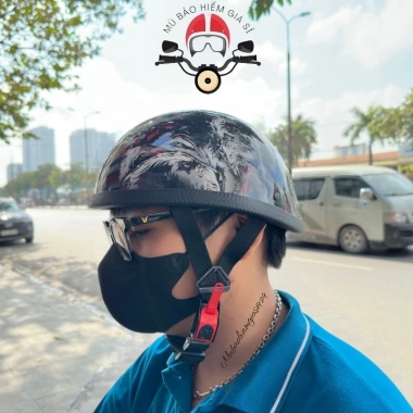 Mũ bảo hiểm 1/2 đầu sơn nhúng carbon - Nón đua ngựa nhẹ nhàng, thời trang phố