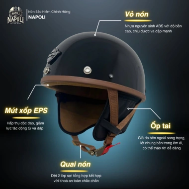 Mũ Bảo Hiểm 1/2 Napoli Harley Chính Hãng N120 N04 - Thiết kế thời trang, thoáng khí, bảo vệ nửa đầu, Giá ưu đãi 165.000đ (Giảm từ 199.650đ)