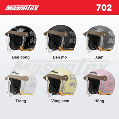 Mũ Bảo Hiểm 3/4 ABS Nhẹ Chống Trầy, Kính Gập Tự Động Retro Masontex 702 Giá 439k 2