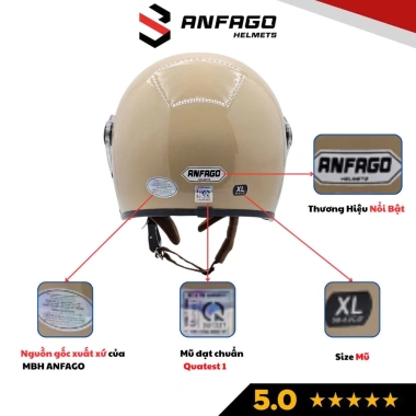 Mũ bảo hiểm 3/4 đầu ANFAGO HELMETS 818 an toàn, kính dài che mặt, nhiều màu nam nữ 5