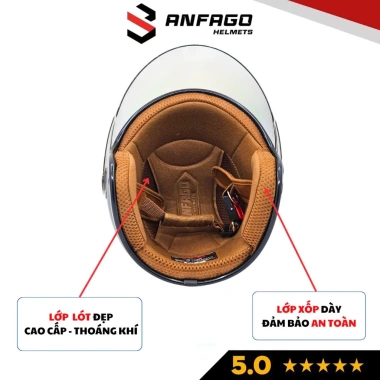 Mũ bảo hiểm 3/4 đầu ANFAGO HELMETS 818 an toàn, kính dài che mặt, nhiều màu nam nữ 6