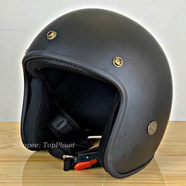 Mũ bảo hiểm 3/4 đầu chính hãng trẻ trung, đệm EPS, vải thoáng khí - Đen nhám lót đen, 219k 6