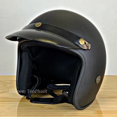 Mũ bảo hiểm 3/4 đầu chính hãng trẻ trung, đệm EPS, vải thoáng khí - Đen nhám lót đen, 219k 7