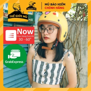 Mũ bảo hiểm 3/4 đầu Pikachu màu vàng có tai cho nam nữ Free Size giảm giá 20%