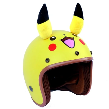 Mũ bảo hiểm 3/4 đầu Pikachu màu vàng có tai cho nam nữ Free Size giảm giá 20%