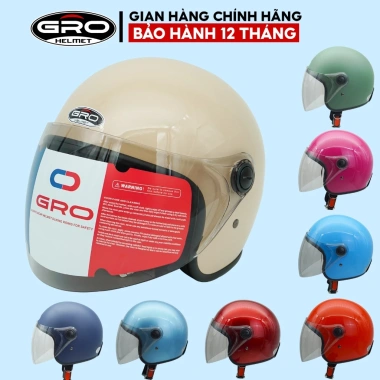Mũ Bảo Hiểm 3/4 GRO Helmet T818 kính dài che mặt, thời trang nữ, khóa kim loại - 259.700₫