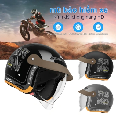 Mũ Bảo Hiểm 3/4 Kính Ẩn MASONTEX - ABS, Lót Tháo Giặt, Đội Êm, Nhiều Màu - Giá 429.000₫ 2