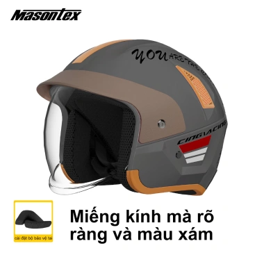 Mũ bảo hiểm 3/4 Masontex 706 chính hãng, kính chắn gió, tháo lót, nam nữ, 499.000₫