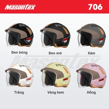Mũ Bảo Hiểm 3/4 Masontex 706 cho Xe Máy – Lót Tháo Rời, Thoáng Khí, Retro Cổ Điển, Giá 509.000₫ 2