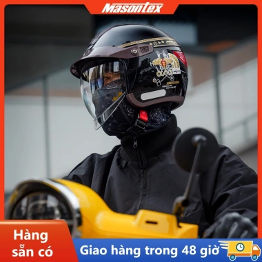 Mũ bảo hiểm 3/4 Masontex 811 cao cấp, kính âm chống xước, đèn hậu phản quang, bộ đôi đẹp 4 Mũ bảo hiểm 3/4 Masontex 811 cao cấp, kính âm chống xước, đèn hậu phản quang, bộ đôi đẹp 4