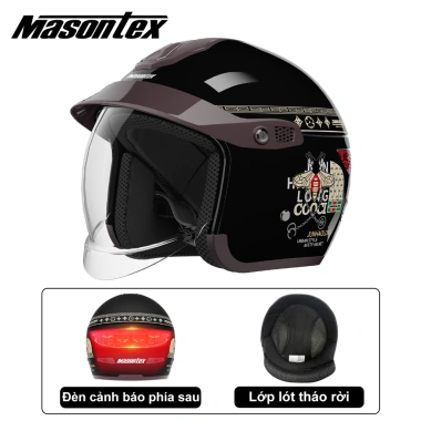 Mũ bảo hiểm 3/4 Masontex 811 cao cấp, kính âm chống xước, đèn hậu phản quang, bộ đôi đẹp 9 Mũ bảo hiểm 3/4 Masontex 811 cao cấp, kính âm chống xước, đèn hậu phản quang, bộ đôi đẹp 9