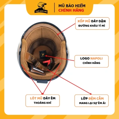 Mũ bảo hiểm 3/4 Napoli SH kèm kính phi công UV, lưỡi trai, kính chắn gió - 400k 3