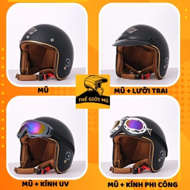 Mũ bảo hiểm 3/4 Napoli SH kèm kính phi công UV, lưỡi trai, kính chắn gió - 400k 10