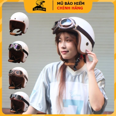 Mũ bảo hiểm 3/4 NTMax kính phi công UV, tặng sticker, nón che tai, giá 250.000₫ 2