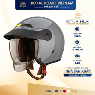 Mũ Bảo Hiểm 3/4 Royal M139 Luxury Trơn Kính Chính Hãng Chống Chói UV 579k