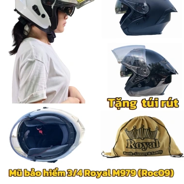 Mũ bảo hiểm 3/4 Royal M979 chính hãng - Giá 792k, Tặng khăn trùm đầu, BH 12 tháng 3