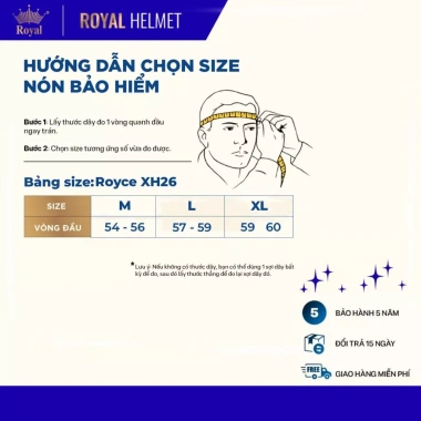 Mũ bảo hiểm 3/4 Royce XH26 kính âm cho nam nữ đi xe máy - Giá chỉ 460.000 VND
