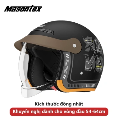 Mũ Bảo Hiểm 3/4 Siêu Nhẹ Masontex 702 - Kính Gập Tự Động cho Xe Máy và Xe Điện