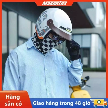 Mũ bảo hiểm 4/3 MASONTEX kính ẩn, chống gió, vỏ ABS siêu bền, thoáng khí - Biker nam nữ