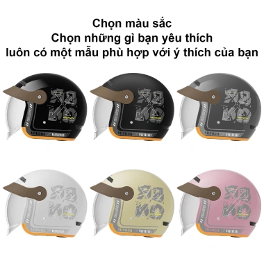 Mũ bảo hiểm 4/3 MASONTEX kính ẩn, chống gió, vỏ ABS siêu bền, thoáng khí - Biker nam nữ 6