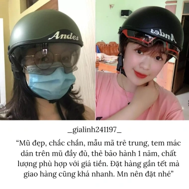 Mũ bảo hiểm Andes 139 nửa đầu kính âm che mặt, bảo hành 12 tháng, MI A House 499k